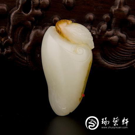 新疆和田红皮白玉籽玉挂件 安居乐业 26.4克