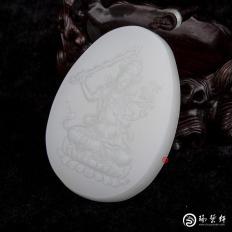 新疆和田玉洒金皮羊脂白玉籽玉玉牌