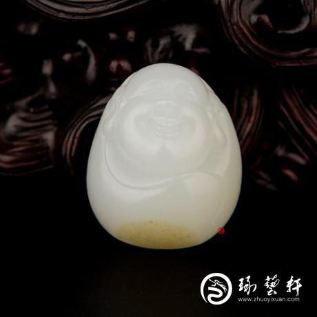 【琢艺轩】新疆和田黄皮白玉籽玉挂件 弥勒佛 13克