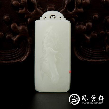 【琢艺轩】新疆和田玉黄皮籽玉挂件 马到功成 17.2克