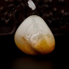 穆宇静 新疆和田黄沁羊脂白玉籽玉 汉韵 （独籽）32克