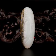 穆宇静 新疆和田黄黑双色皮羊脂白玉籽玉挂件 转念之间（独籽） 18克