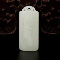 新疆和田玉黄皮籽玉挂件 马到功成 17.2克