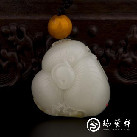 【琢艺轩】新疆和田白玉洒金皮籽玉把件 好运连连 76.5克