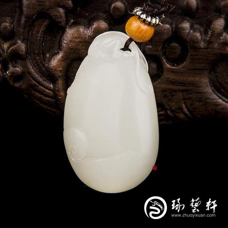 【琢艺轩】新疆和田玉白皮白玉籽玉挂件 抬头见喜 13.1克