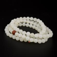 新疆和田玉羊脂白玉籽玉南红手链 127克