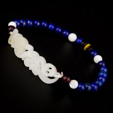 新疆和田玉洒金皮一级白玉籽玉 手链福 14克