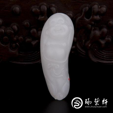 【琢艺轩】新疆和田玉白皮一级白玉籽玉挂件 佛 20.7克