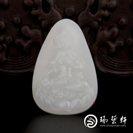 【琢艺轩】穆宇静 新疆和田玉黄皮一级白玉籽玉玉牌 度母 27.3克