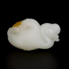 新疆和田玉黄皮白玉籽玉把件 我如意 70.5克