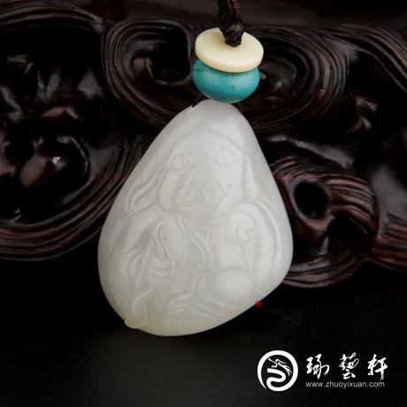 新疆和田玉白皮一级白玉籽玉挂件 十二生肖-猪 12.8克