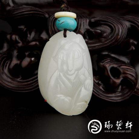 新疆和田玉白皮一级白玉籽玉挂件 十二生肖-羊 13.2克