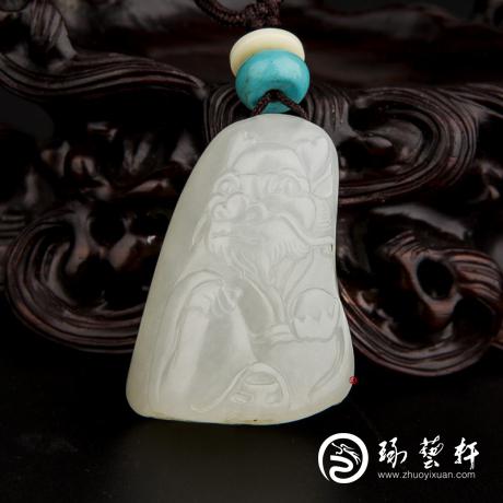 新疆和田玉白皮白玉籽玉挂件 十二生肖-龙 18.3克