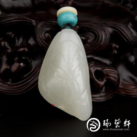 新疆和田玉白皮一级白玉籽玉挂件 十二生肖-蛇 13.9克