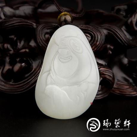 【琢艺轩】新疆和田玉白皮一级白玉籽玉挂件 熊出没之熊大 23克