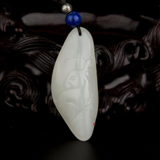 新疆和田玉白皮一级白玉籽玉挂件 十二生肖-兔 11.4克