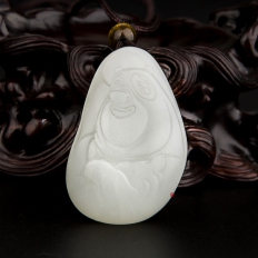 新疆和田玉白皮一级白玉籽玉挂件 熊出没之熊大 23克