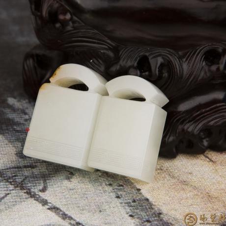 【琢艺轩】新疆和田玉红皮一级白玉籽玉挂件 瓦当印章 13.9克；17.2克 可单卖