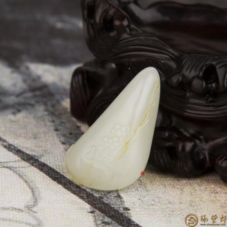 【琢艺轩】新疆和田玉黄皮白玉籽玉挂件（独籽） 怡然 13克