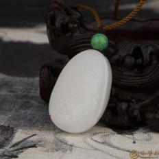 新疆和田白皮羊脂玉籽玉挂件 荷花 11克