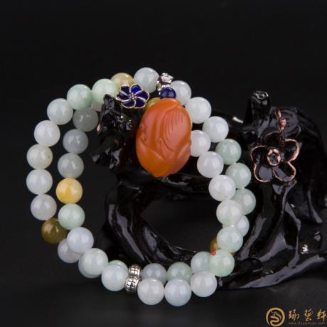 【琢艺轩】四川凉山南红玛瑙翡翠手链 竹韵 45.5克