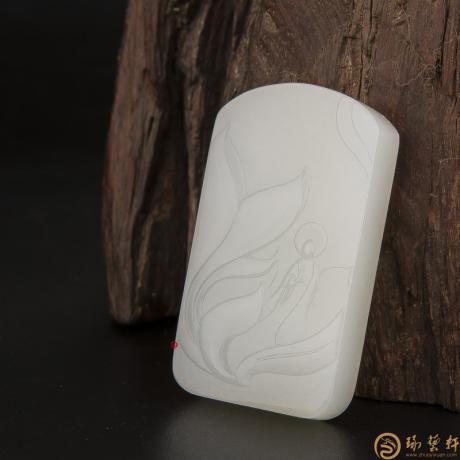 【琢艺轩】新疆和田玉白皮羊脂白玉籽玉牌子 花开见佛 39.1克