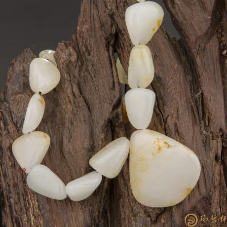 【琢艺轩】新疆和田玉黄皮一级白玉籽玉原石项链  78克