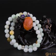 四川凉山南红玛瑙翡翠手链 竹韵 45.5克