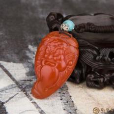 穆宇静 四川凉山南红玛瑙柿子红把件 钟馗 27克