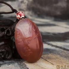 四川凉山南红玛瑙锦红飘花挂件 重生 32克