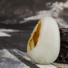 新疆和田玉红皮白玉籽玉把件 无量菩提 54克