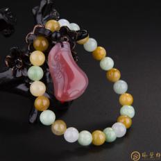 四川凉山南红玛瑙锦红飘花手链 媚 28.5克