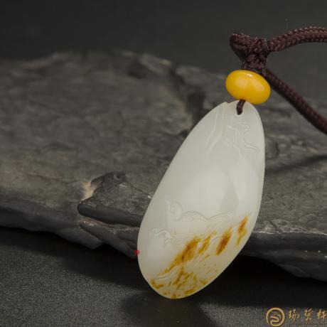 【琢艺轩】新疆和田玉红皮白玉籽玉挂件（独籽） 喜上眉梢 10.3克