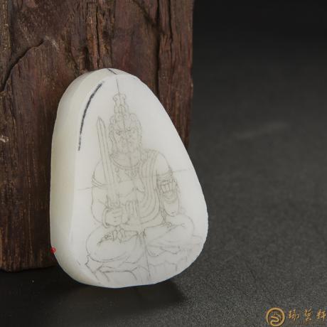 【琢艺轩】新疆和田玉洒金皮一级白玉籽玉 原料 37.3克