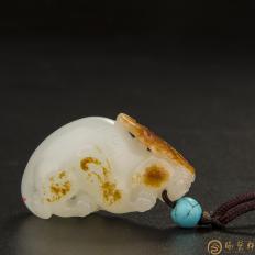 新疆和田玉红皮白玉籽玉挂件（独籽） 鸿运当头 15.5克