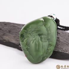 俄罗斯碧玉把件 山居秋暝 92.6克