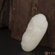 新疆和田玉洒金皮羊脂白玉籽玉挂件 弥勒佛 16克