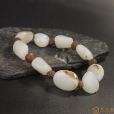 新疆和田玉羊脂白玉籽玉 手链 47.5克
