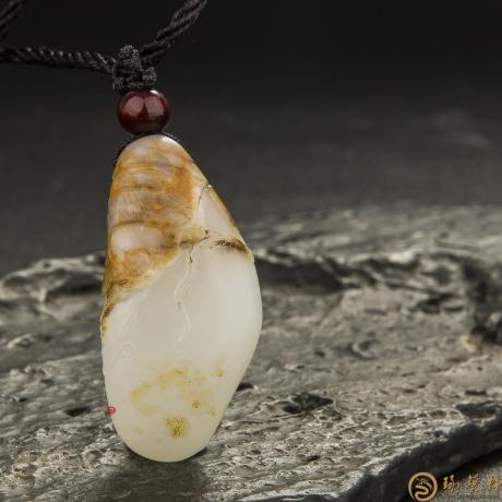 【琢艺轩】新疆和田玉秋梨皮一级白玉籽玉挂件 喜上眉梢（独籽） 11克