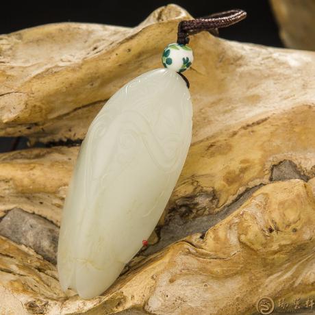 【琢艺轩】新疆和田玉黄皮白玉籽玉挂件 一鸣惊人 30克