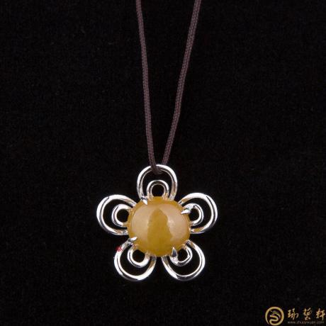 天然A货黄翡翠18k金吊坠 百花齐放 3克