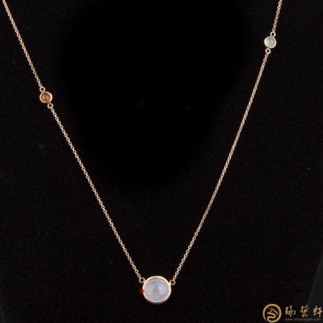 【琢艺轩】天然A货冰种翡翠锁骨链18k金  2.2克