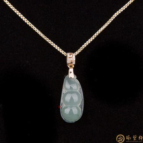 【琢艺轩】天然A货翡翠挂坠18k金 福豆 3.4克