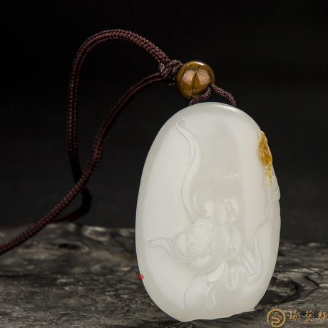 新疆和田玉黄沁皮羊脂白玉籽玉挂件 荷香(客户代卖) 20克