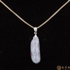 天然A货冰种翡翠18k挂坠金镶钻 四季平安 2.6克