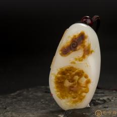 穆宇静 新疆和田玉红皮一级白玉籽玉挂件 府上有龙（独籽） 55克