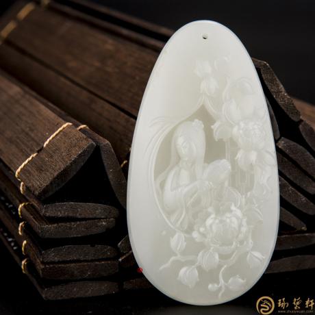 【琢艺轩】新疆和田玉白皮白玉籽玉玉牌 佳人 48.2克