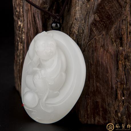 【琢艺轩】新疆和田玉白皮羊脂白玉籽玉把件 欢喜 48克