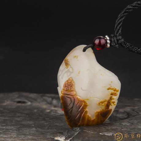 【琢艺轩】新疆和田玉红皮白玉籽玉挂件 坐禅（独籽） 12.2克