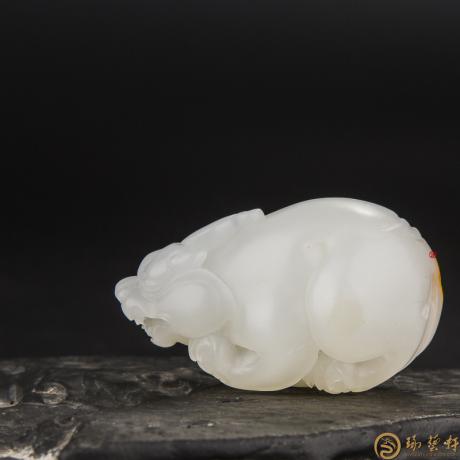 【琢艺轩】新疆和田玉黄皮羊脂白玉籽玉挂件 貔貅 21克